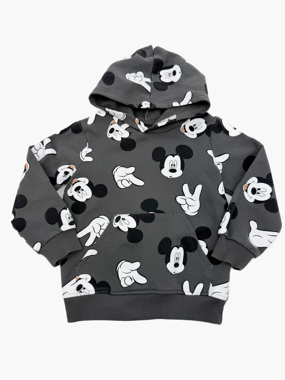 Disney Junior Mickey Mouse Hoodie Sweatshirt – Kids Size 6 Dark Gray Pullover